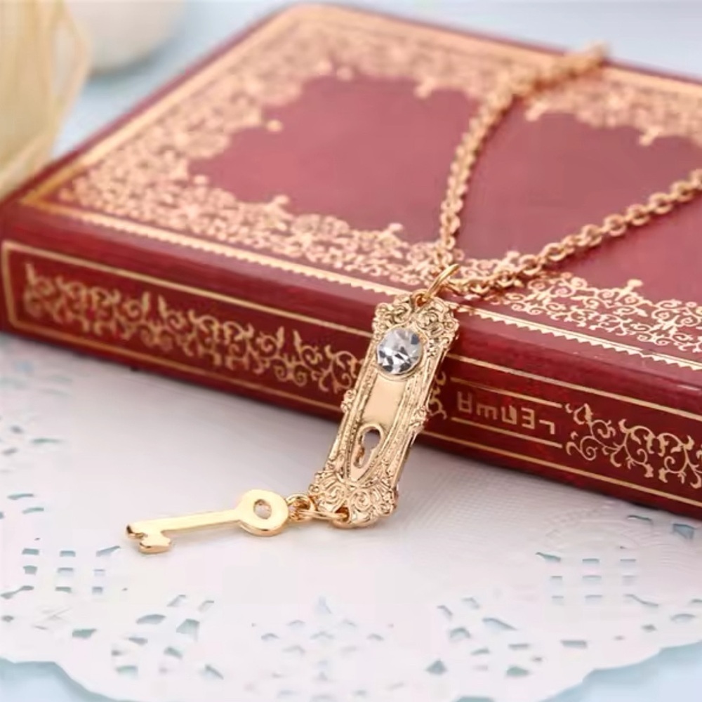 3 For $35 Alice In Wonderland Theme Doorknob & Key Pendant Necklace Gold Tone